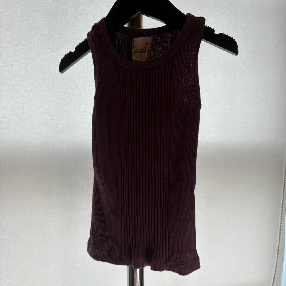 Peek Kids Ribbed Plum Purple Tank Top – Size XS (2–3 Years)